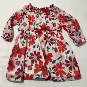 Red and white floral carters 6M dress